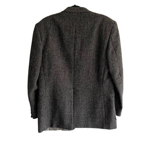 HARRIS TWEED Vintage Hand Woven Wool Sports Coat Jacket Blazer Black Gray 42R - Picture 4 of 11